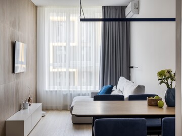 Кухня-вітальня у двокімнатній квартирі 50 м² в ЖК SEVEN — ремонт Київ