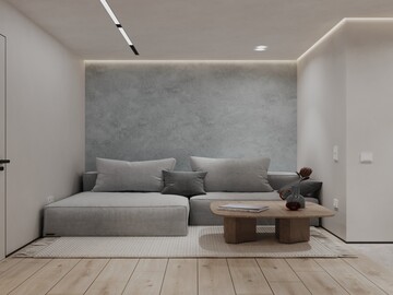 Світла вітальня у квартирі 50 м² сучасний стиль Київ